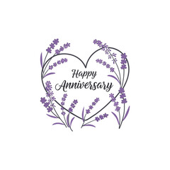 Elegant wedding anniversary typography vector featuring decorative floral frames and stylish hand lettering, ideal for cards, invitation, and social media post.