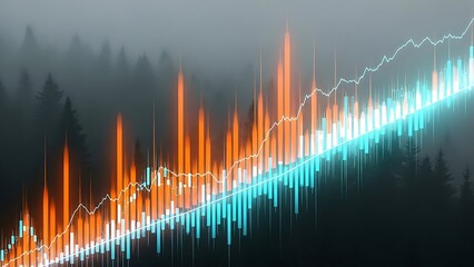 Dynamic Data Visualization Showing Financial Market Growth and Fluctuations in a Natural Setting