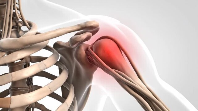 Shoulder Impingement Anatomical Illustration with Highlighted Pain Area on a Clean White Background for Medical