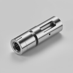 Polished stainless steel precision cylindrical part for industrial machinery assembly and mechanical engineering design.