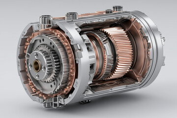 Detailed cutaway view of a complex planetary gear system and transmission housing showing internal mechanical components.