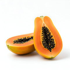 Freshly cut papaya halves