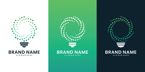 Tech light bulb logo design with dots