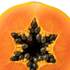 Cross section of a ripe papaya