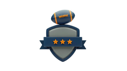 3D Rendered American Football Emblem with Stars