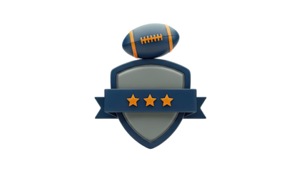 3D Rendered American Football Emblem with Stars