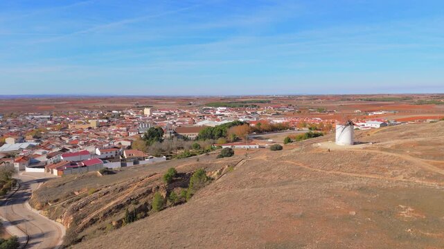 Windmills of the Don Quixote Route, Mota del Cuervo, Cuenca, Castilla-La Mancha, Spain.