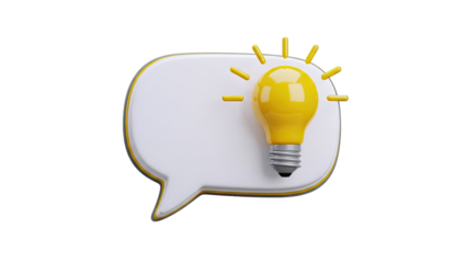 Lightbulb in a speech bubble symbolizing a new idea
