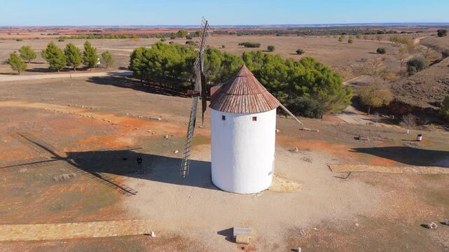 Windmills of the Don Quixote Route, Mota del Cuervo, Cuenca, Castilla-La Mancha, Spain.