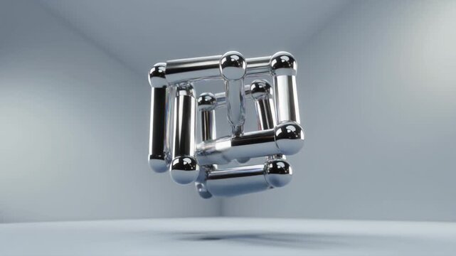 Futuristic Metallic Hypercube Animation