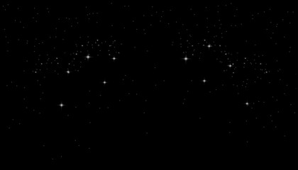 Starry night sky background with scattered glowing stars representing outer space, astronomy, and cosmic environment © New Asia