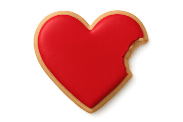 Obraz premium Red heart cookie with a bite missing