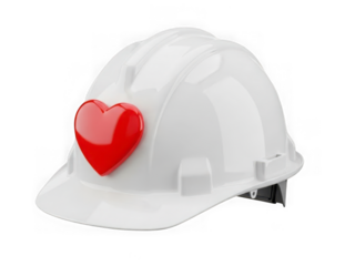 Safety meets love: hard hat with heart emblem