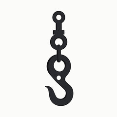 Black industrial hook icon on a neutral background  