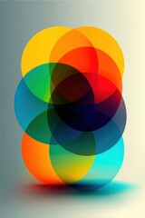 Fototapeta premium Abstract color gradient circles overlap in vibrant geometric composition for modern art and design