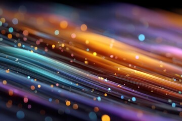 Abstract colorful light streams with vibrant gradients and bokeh dots