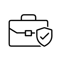 Simple black and white vector icon of briefcase insurance for professional security