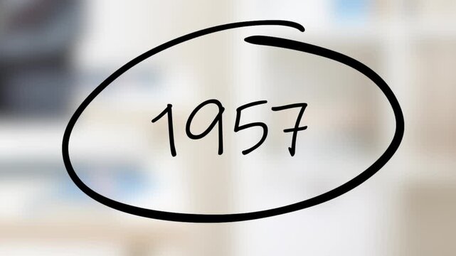 1957 Handwriting using black marker on glass