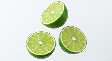 Fresh lime slices against clean background for culinary use