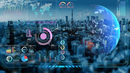 High-tech global network connection interface showing worldwide digital communication, data exchange, and internet connectivity. Global connection, data interaction, and worldwide communication. Thunk