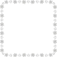 Obraz premium Doodle Flower and Heart Outline Frame on White Background