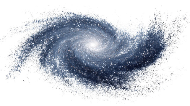 Spiral galaxy with glowing stars in outer space, representing cosmos, astronomy, and universe, on transparent background