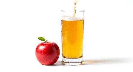 Fresh apple cider pouring into glass