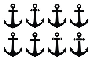 anchor nautical icon silhouette set © subhadrarani