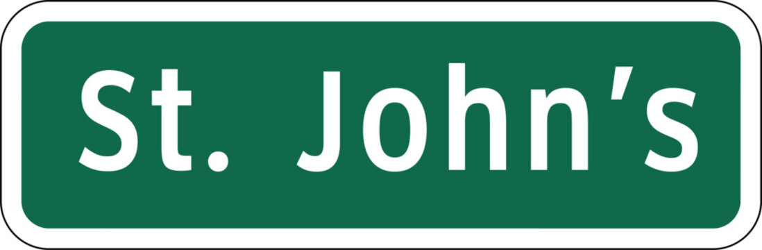 St. John's City in New Foundland and Labrador Canada Green Road Sign Design Vector