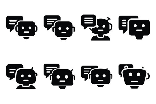 chatbot assistant icon silhouette set