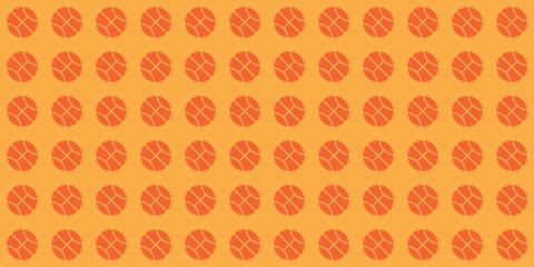 Seamless Pattern of Stylized Basketballs on an Orange Background, Repeating Motif