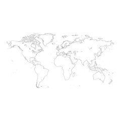 World map outline vector illustration