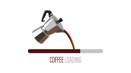Coffee loading - Espresso maker pouring coffee into a loading bar - Isolated on white background