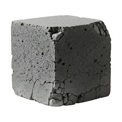 Gray concrete cube with cracked texture