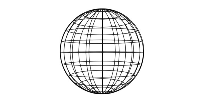 Global sphere grid illustration PNG. 3D wireframe earth globe line vector design
