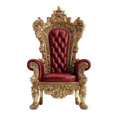 royal throne with red and golden elements, white background