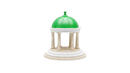 Green Dome Gazebo Isolated on White Background