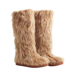 cute, furry, long boots isolated on a white background