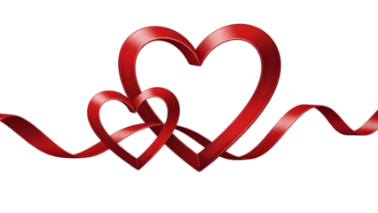 Intertwined red hearts on black background for valentine's day