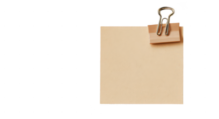 piece of beige paper with tape and a clip