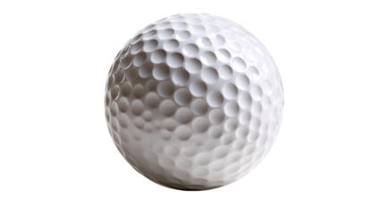 White golf ball with dimpled texture for golf sport game isolated on transparent background, round sphere equipment