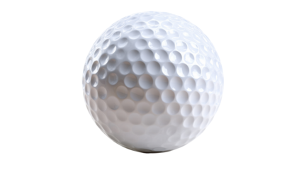 Golf ball displaying dimpled patterns, representing precision, recreation, success, and competitive sports on transparent background