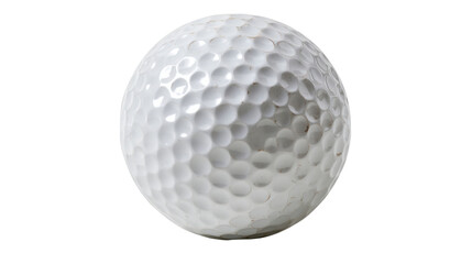 Golf ball displaying dimpled texture, used for sport activities and playing on the course, isolated with a transparent background