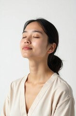 Calm young woman wellness concept isolated on white background