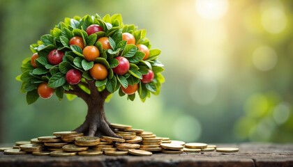 Money tree growing on coins, financial growth and investment concept