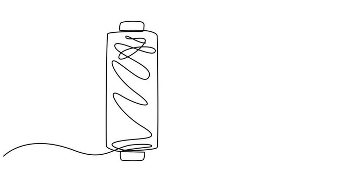 Animated self drawing of  Continuous one line drawing of textile spool of thread. Spool of thread single line art vector illustration. Editable vector, Continuous one line , Animated, motion, video,