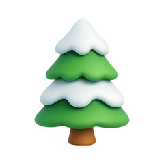 A stylized three layered green christmas tree with snow perfect for designs on transparent background
