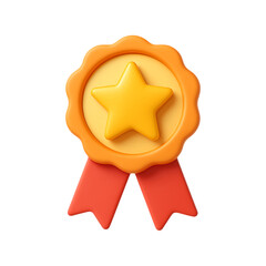 A vibrant 3d rendered golden star award with ribbon perfect for design on transparent background