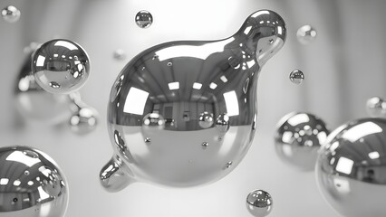 Reflective metallic orbs floating