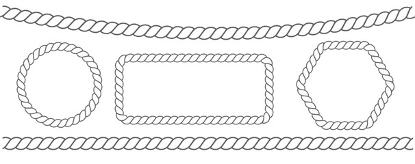 Rope brushes set isolated. Collection rope patterns, perfect for creating knit and rope designs bundle